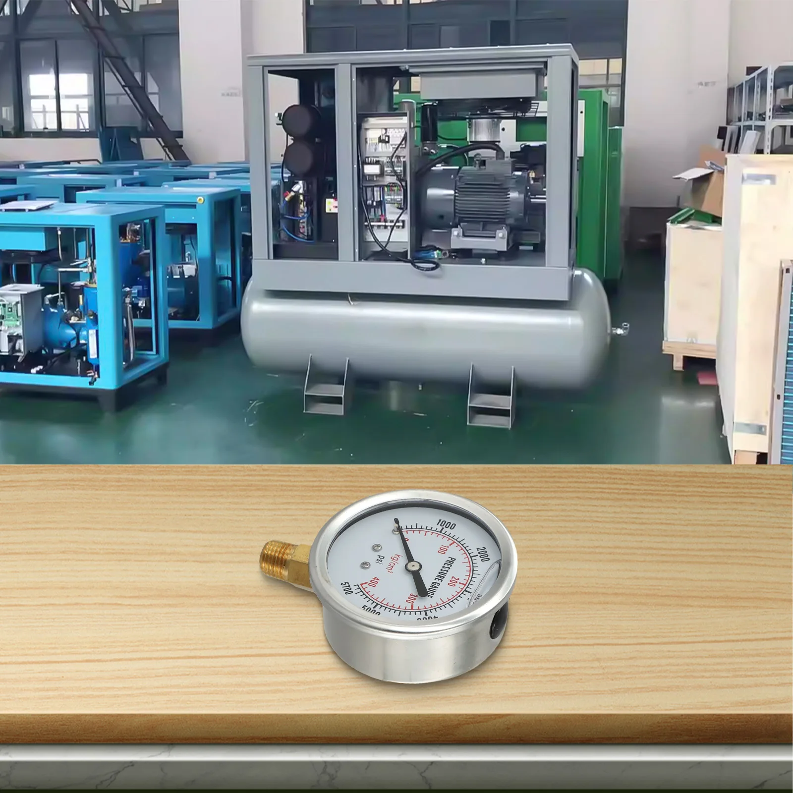 油圧油圧ゲージ,ステンレス鋼,nptマウント,0-5000psi,1 ", 4",油圧およびhvacアプリケーションに適しています,1個