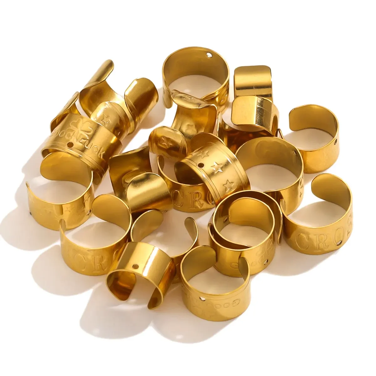 10szt Stal nierdzewna PVD 18K Pozłacany Punk Rock Klips do ucha Cuff Wrap Kolczyki bez przekłuwania do samodzielnego tworzenia biżuterii