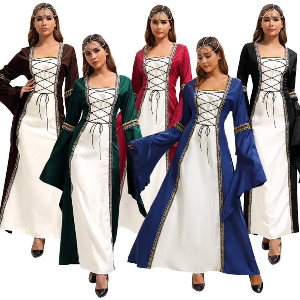 

Women's Medieval Renaissance Costume Cosplay Over Dress Halloween Vampire Bride Costumes Dress For Women Girls