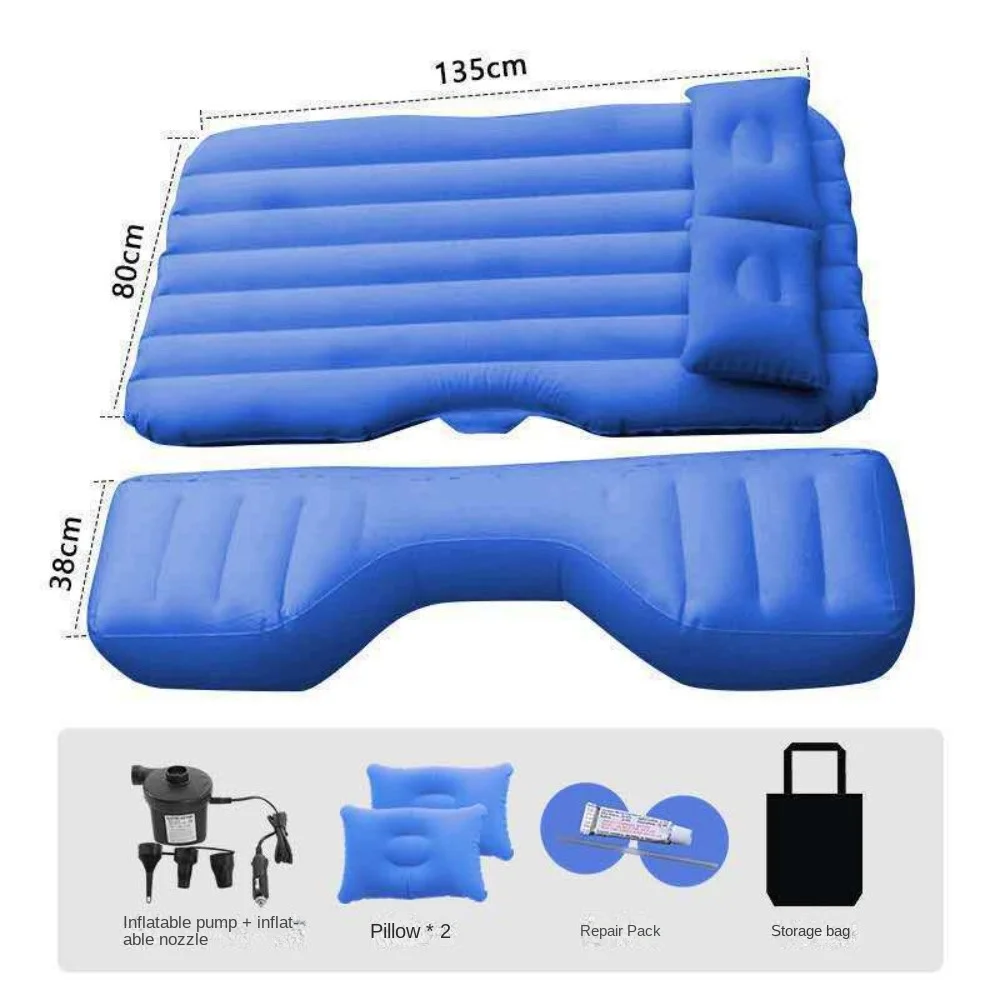 Ultra-soft Flocking Environmental Fabric Car Inflatable Bed Air Cushion Bed Portable Car Travel Bed for Most Small Car