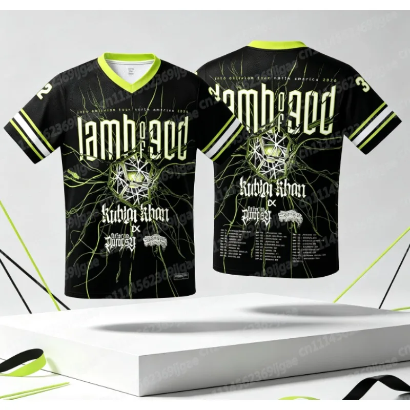 God Lamb Into Oblivion Tour V-neck T-shirt Heavy Metal Rock 3D Printed Breathable Quick Drying Family Short Sleeve Top