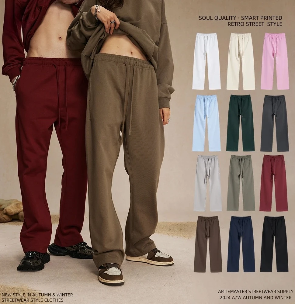 

Fashion Winter Straight Pants For Men Unisex Casual Terry Fabric Trousers