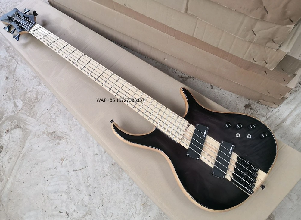 

Электробас-гитара Factory Outlet с 5 струнами, черная, цельнокорпусная, со скошенными ладами