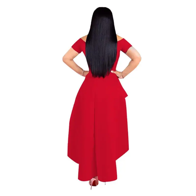 Black and red women's fashion knee dress sexy lips sleeveless irregular dress professional women's dovetail dress G42 image 5