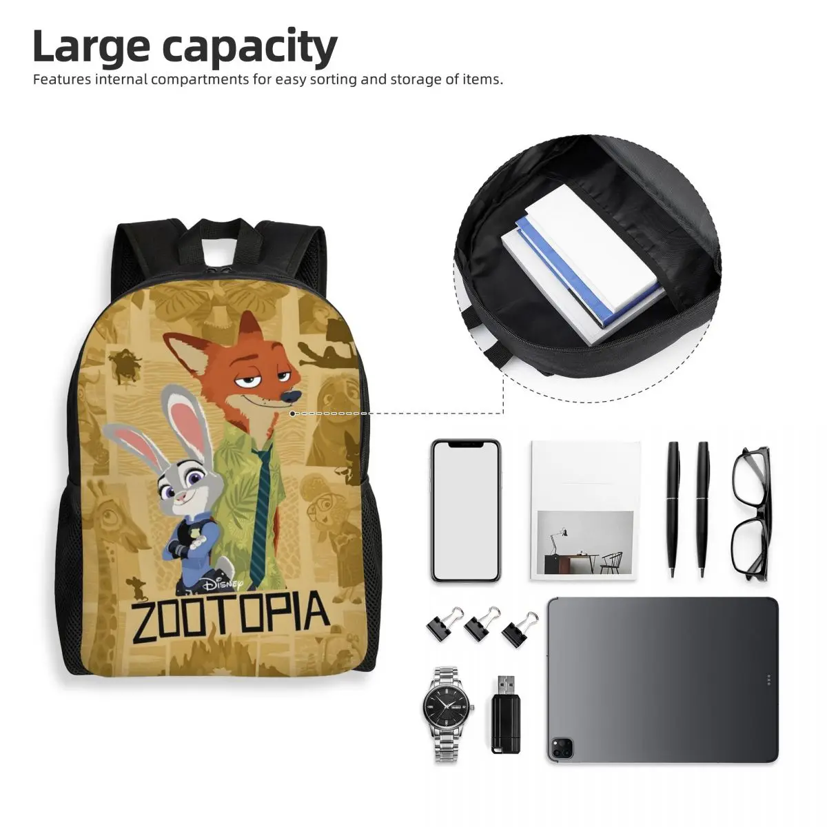 Custom Zootopia Classical Anime Travel Backpack Men Women School Laptop Bookbag Cartoon Movie College Student Daypack Bags