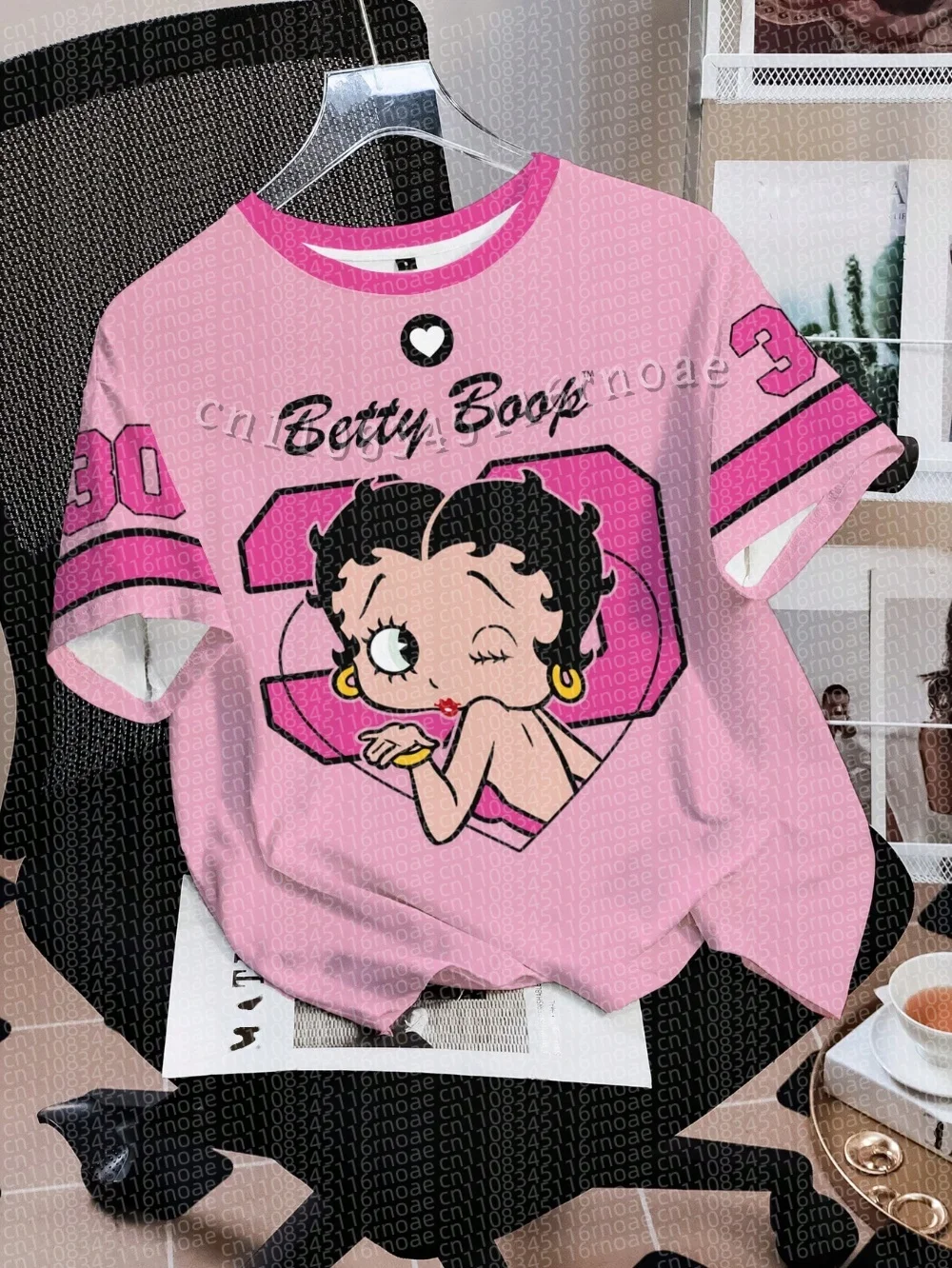 Camiseta de manga corta con estampado de Betty Boop para hombre y mujer, camiseta informal con estampado 3D, Top deportivo de verano para padres y niños, Top de moda, 26
