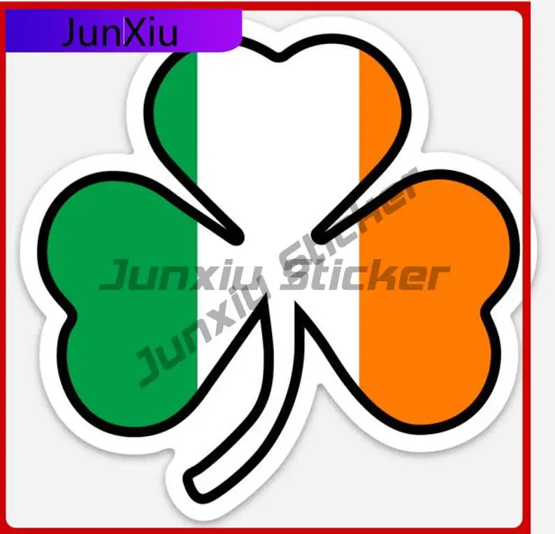 

Irish Flag Shamrock Sticker Ireland Waterproof Decasl Styling Cover Scratches Decoration Accessories For Windows Windshield Lugg