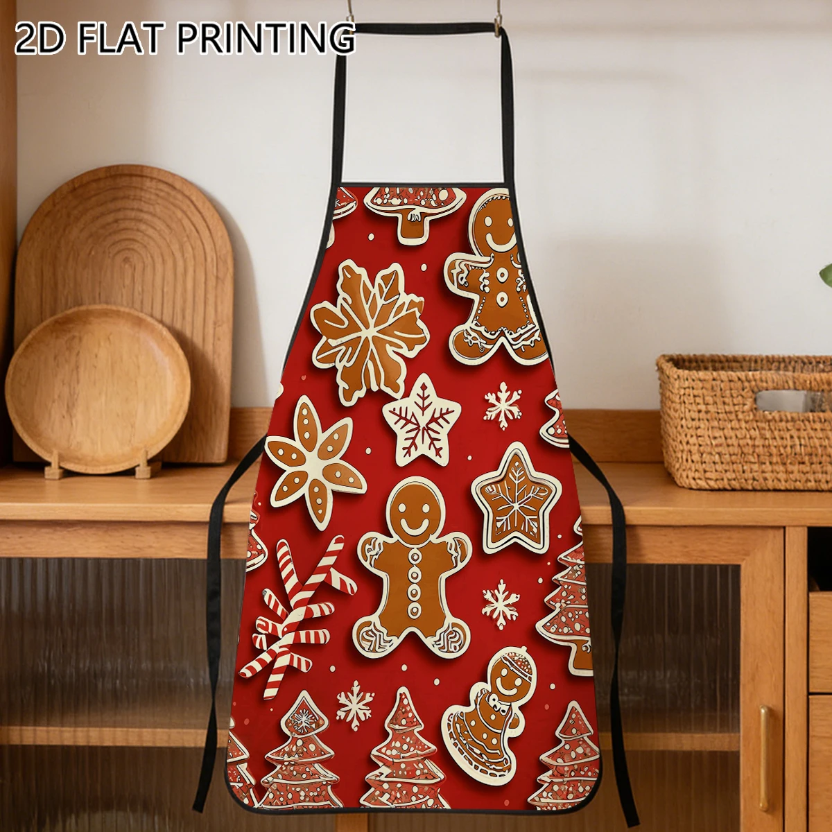 1pc Christmas Gingerbread Man Cookie Pattern Apron For Family Holiday Baking