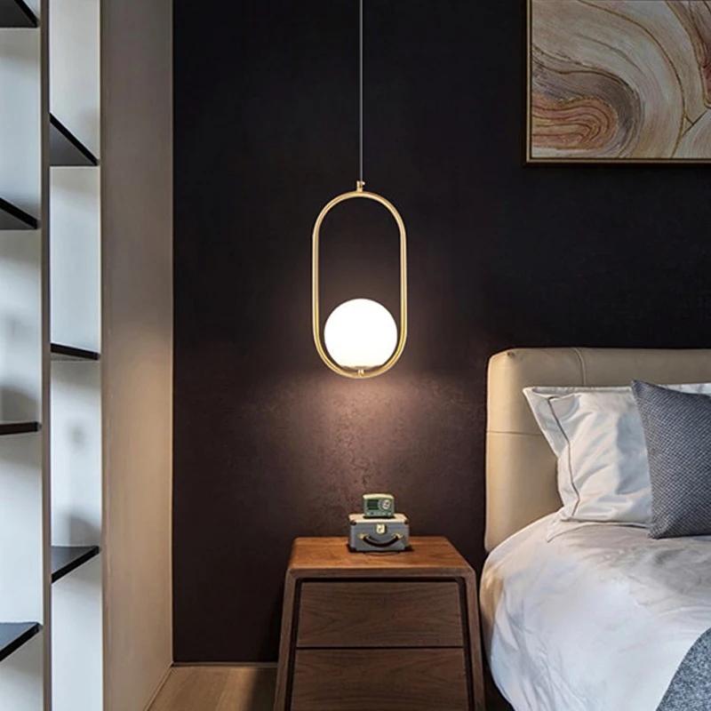 Nordic Glass Ball Pendant Lights Brass Black Hanging Lamp Mo
