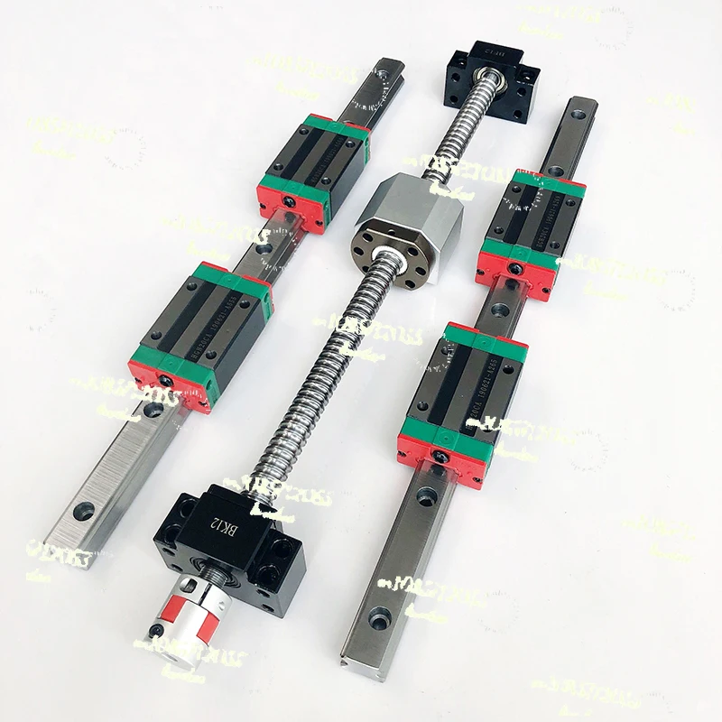 

apply to2 set HGR20 HGR15 Linear Guide Rail + 4pcs HGH20CA HGW20CA HGH15CA + 1 SFU1605 SFU1610 Ball screw BF12/BK12 + Coupling