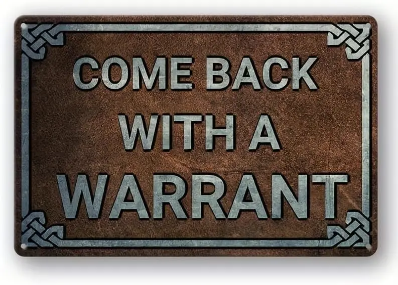 Come Back with a Warrant Vintage Metal Tin Sign - Retro Wall Decor for Home, Kitchen, Bedroom, or Man Cave - 12x8 (30cm x 2 sign