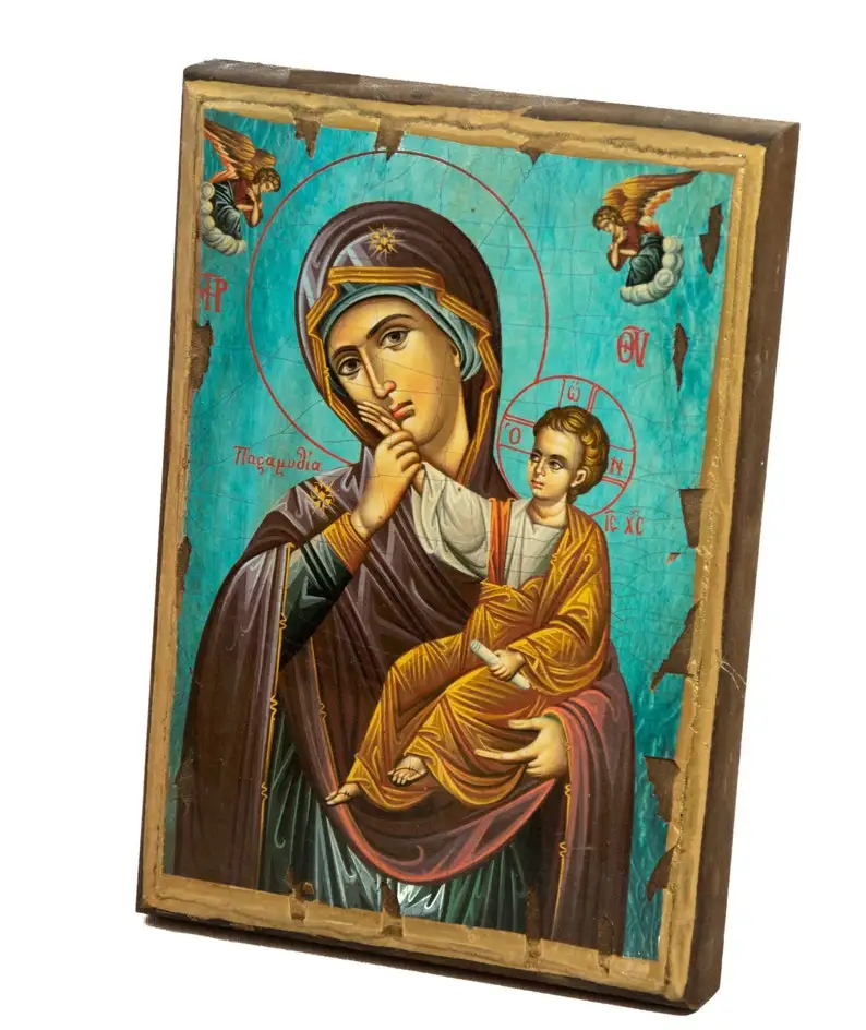 Greek Orthodox Icon Of Mother Of God Virgin Mary Paramythia Panagia Byzantine Canvas Wall Art For Livingroom Bedroom Home Decor