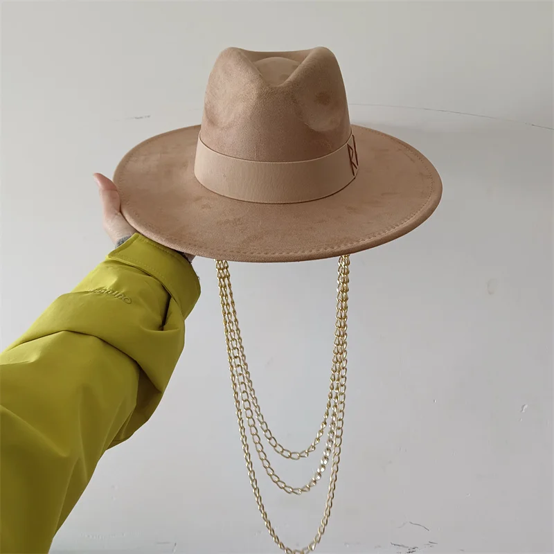 Fedora Hat Punk Pearl Chain DIY Rose Red Supports Various Hats Customized Punk Hat Gorras para hombres for Men and Women Letters