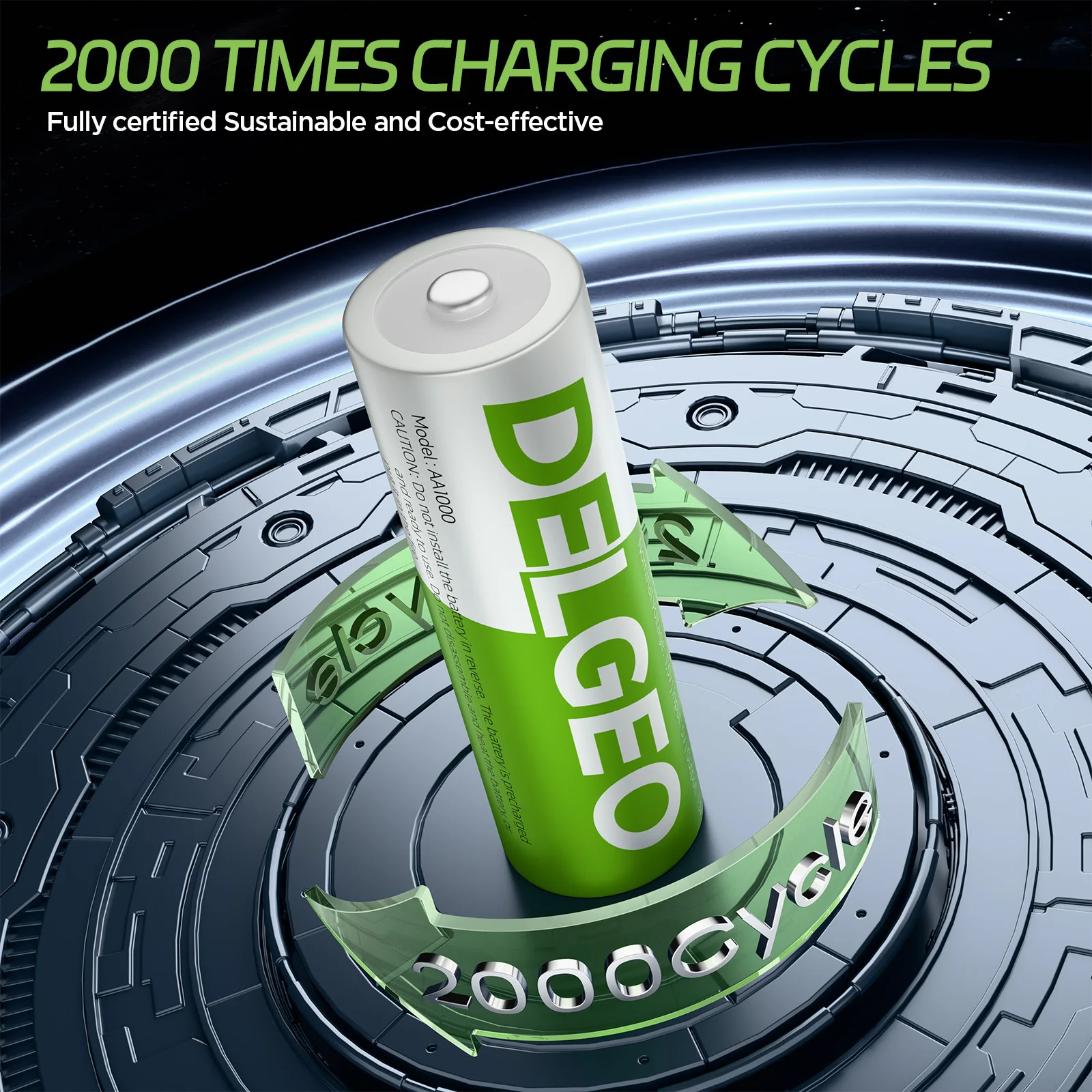 بطارية ليثيوم Delgeo AA قابلة لإعادة الشحن 1.5 فولت مع علبة شحن 3600 ميجاوات في الساعة سعة كبيرة متوافقة مع الكاميرا ولوحة الألعاب ونظام تحديد المواقع العالمي (GPS) والألعاب