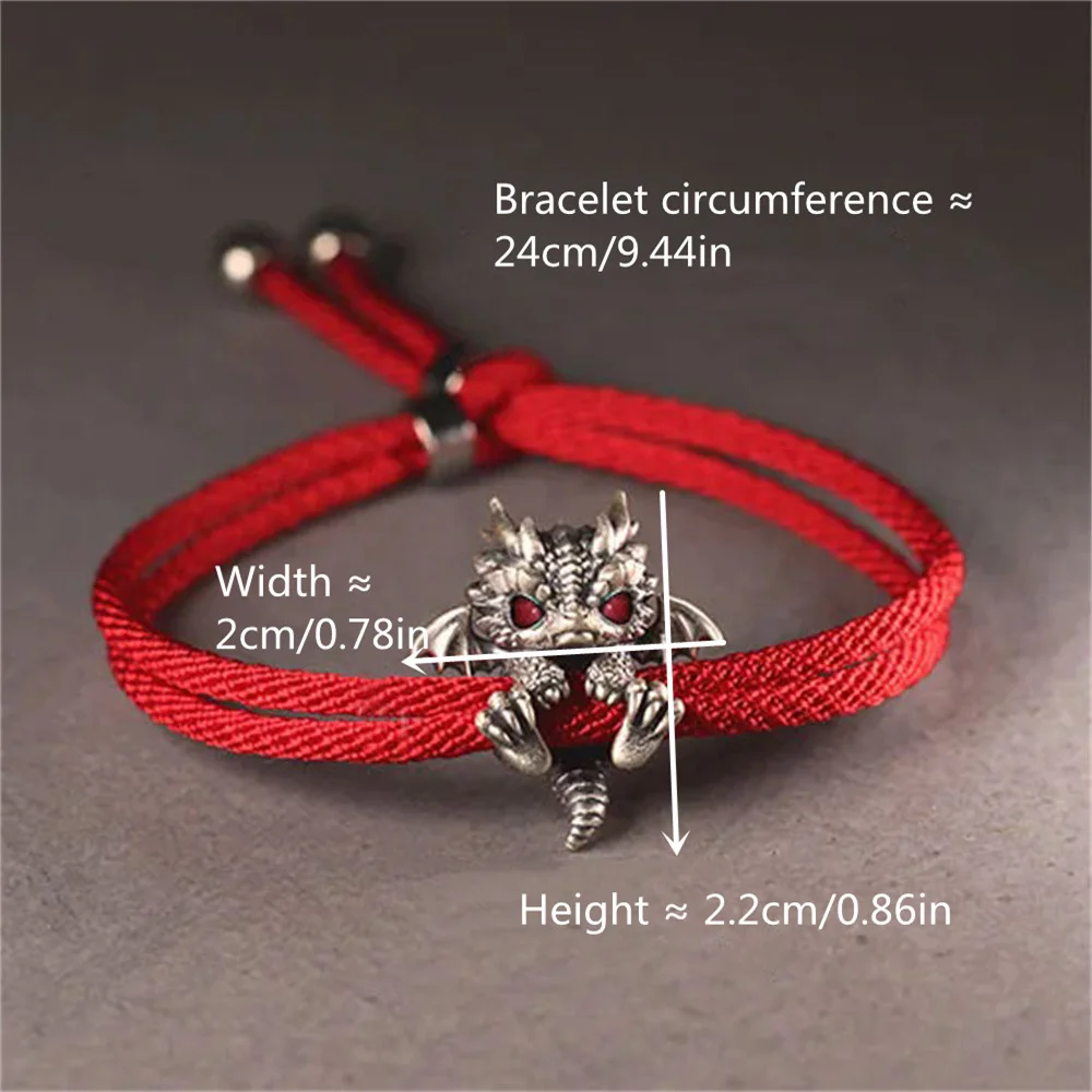 Vintage Red/Blue/Black Dragon Baby Rope Bracelet for Men Women Animal Bracelet Bangle Unisex Jewelry Accessories Gifts