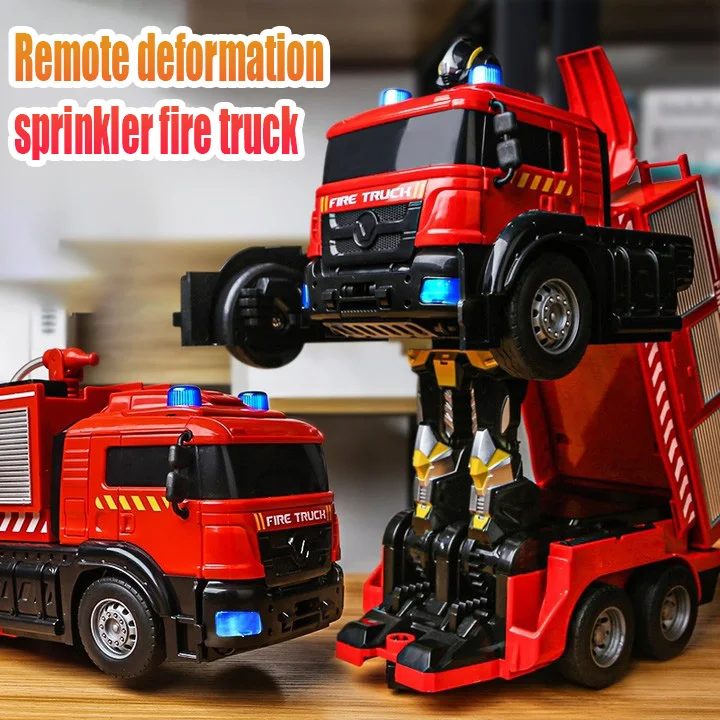 

Deformation RC Car Remote Control Large Spray Fire Truck Excavator Crane Electric Engineering Vehicle Toy For Kids Children Gift