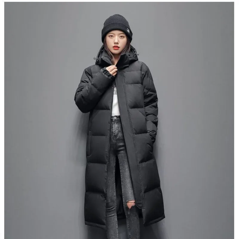 Warm Winter Men Down Jacket Long Down Coat Couple White Duck Down Outerwear Brand Black White Puffer Jacket New Parkas