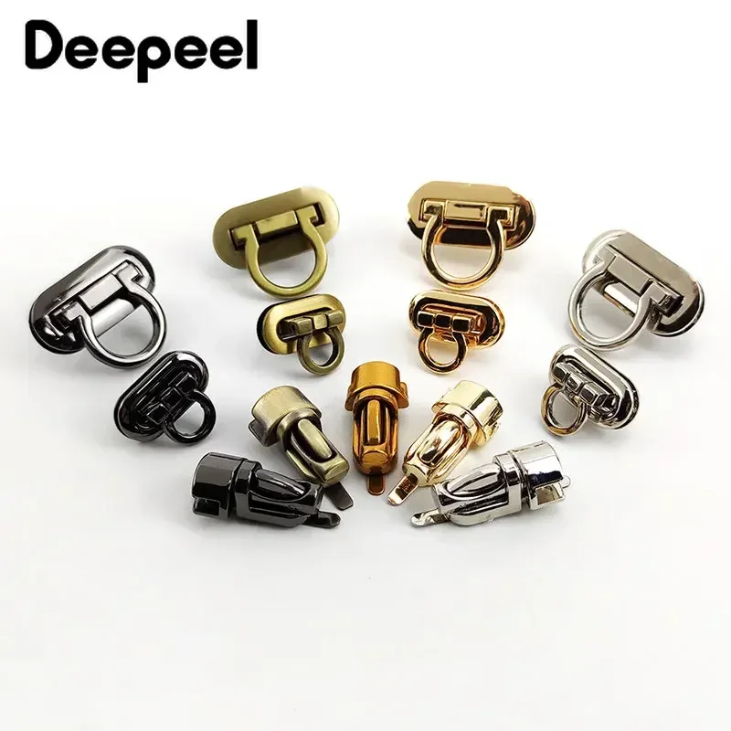 2Pcs Deepeel Metal Locks Bag Twist Turn Snap Lock Clasp Buckles Decorative Closure DIY Bags Replacement Hardware Accessories