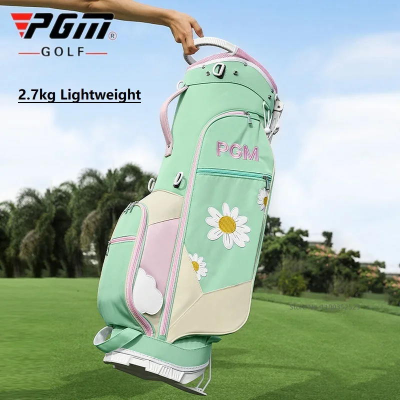 PGM Flower Print Golf Bags Women Stand Bag Waterproof Golf Bracket Backpack with Shoulder Belt Big Capacity Lightweight Package