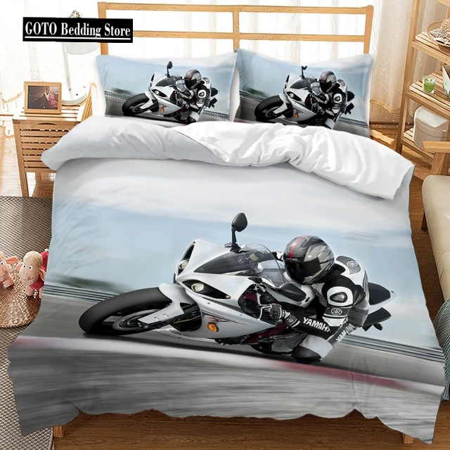 

Home textiles bedding 100% cotton Winter full Duvet Cover Set Cool motorcycle Reactive Printing Kids adult bedding sets Dropship