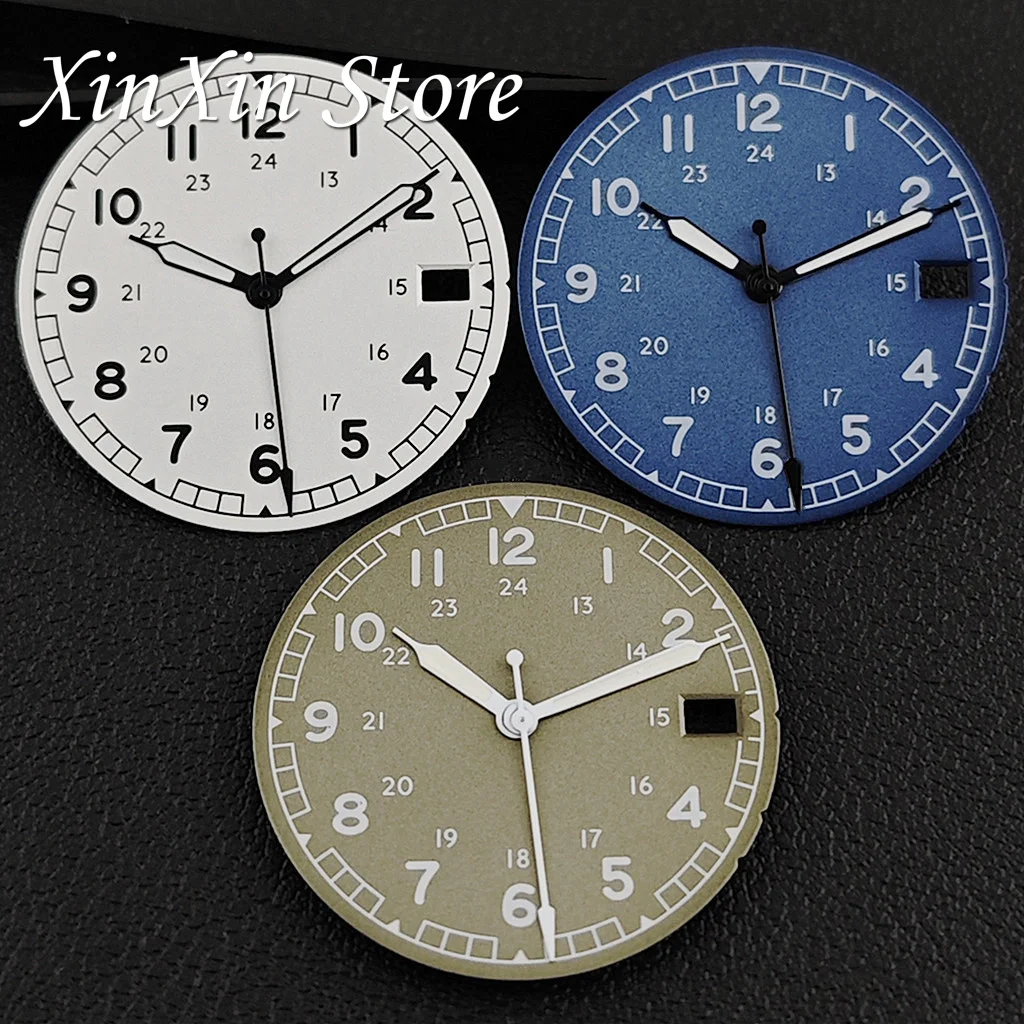 Pilot 28.5mm Military Field Watch Dial With Pilot Hands 24H Markers Watch Face DIY Mod Parts for NH35 4R35 Mechanical Movement