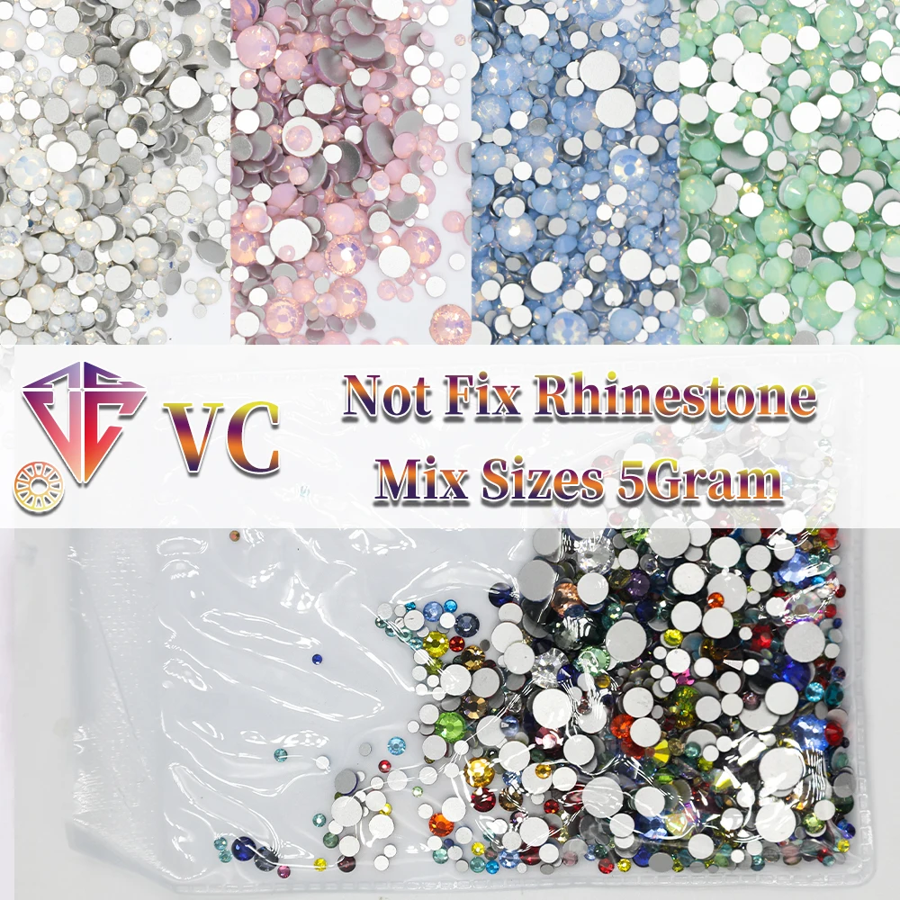 5 Gramm Mix Größen Blau/Grün/Rosa/Weiß Opal Nail Art Strass Dekoration, Glaskristall Flatback Nicht Hotfix Nagel Strasssteine