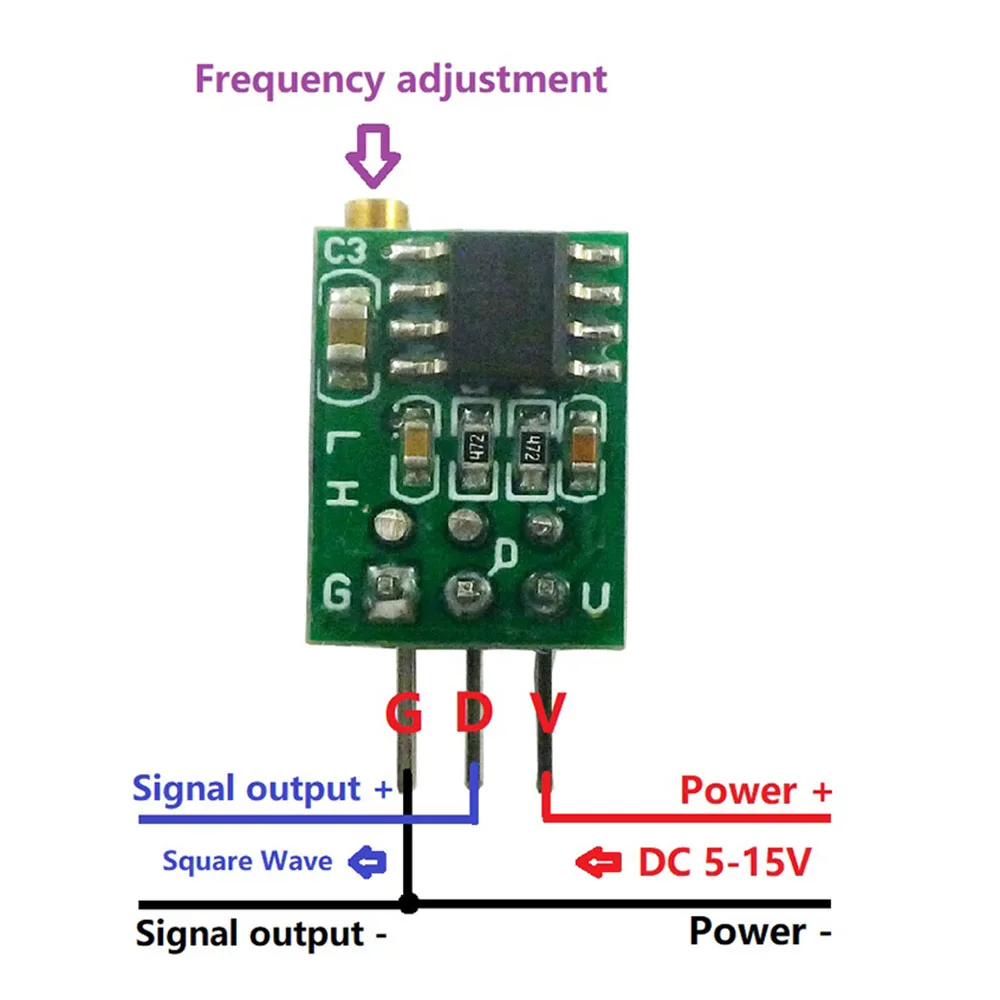 0.8Hz-60Hz 50Hz-6Khz Adjustable Signal Generator Module Square Wave Pulse Generator Oscillator Output Signal Source Green