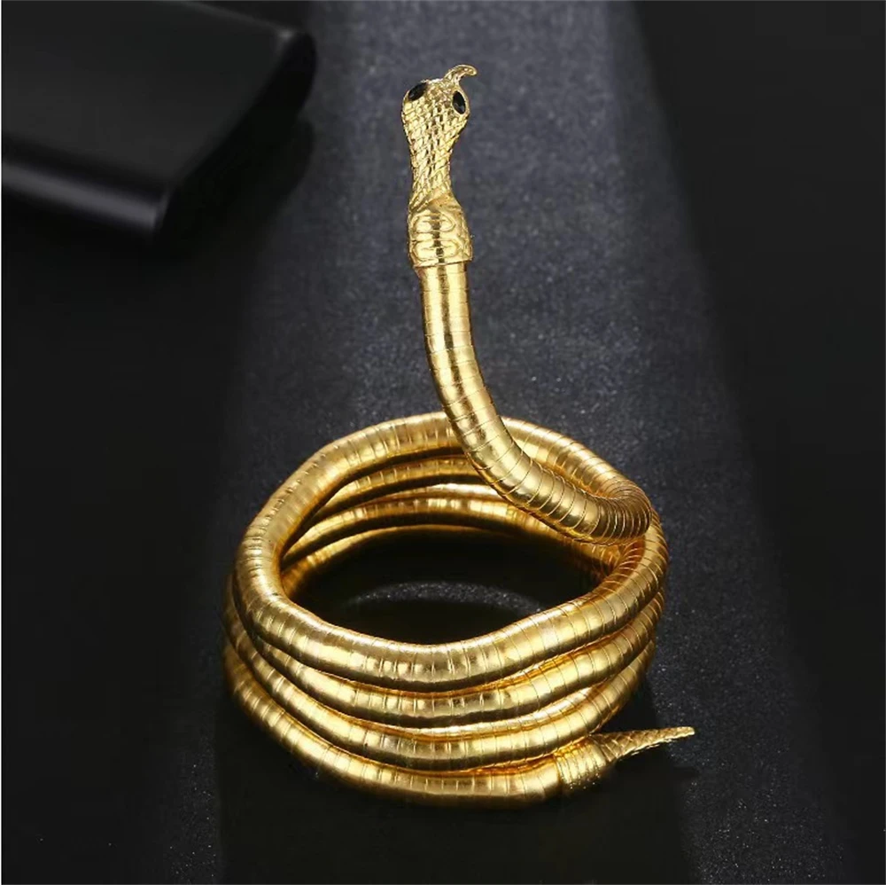 Fashion Punk Multilayer Metal Bendy Snake Necklace Bracelet for Women Men Personality Unique Design Alloy Necklace Gifts