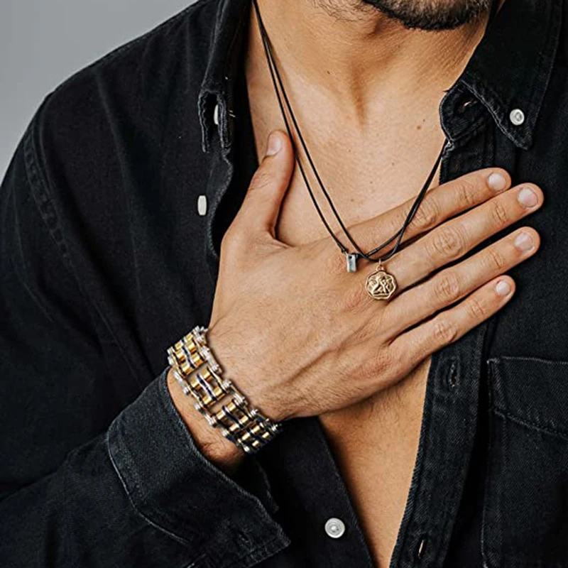 25mm Heavy Punk Gold Color Biker Bicycle Motorcycle Chain Bracelet Men Women Hiphop Black Stainless Steel Bike Bangle Jewelry