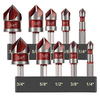 10 Flute Metal M35 Cobalt Countersink Drill Bit Set 82° 10pcs 1/4\