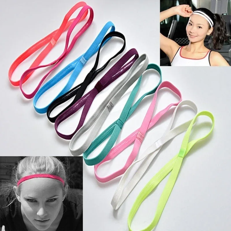 1 Pack Yoga Headband Ladies Stretch Candy Color Headband Girls Non-Slip Rubber Sweatband Running Gym