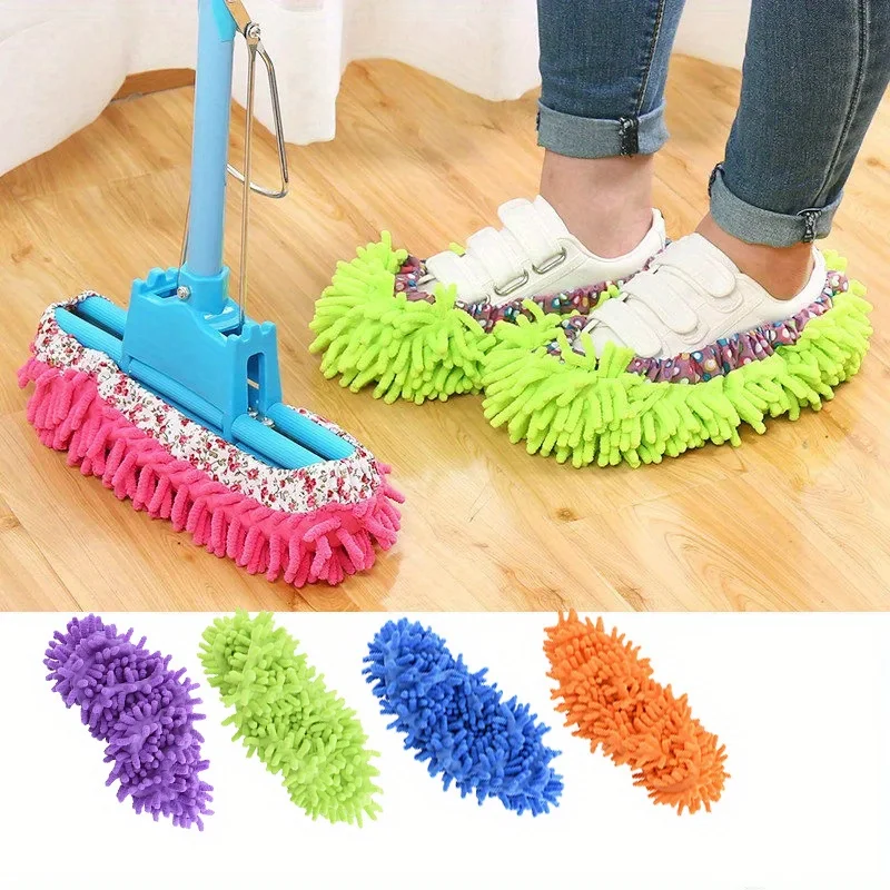 1/2 قطعة متعددة الوظائف الطابق الغبار تنظيف أحذية مفتوحة كسول التطهير أحذية المنزل الطابق تنظيف مايكرو الألياف تنظيف الأحذية #2