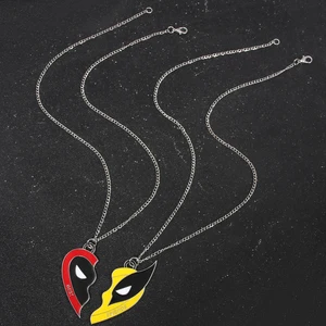 Deadpool and Wolverine necklace set for men and women, pendant combining heart, jewel gift, best friends, cosplay 6 Main sales necklace of friendship - №1