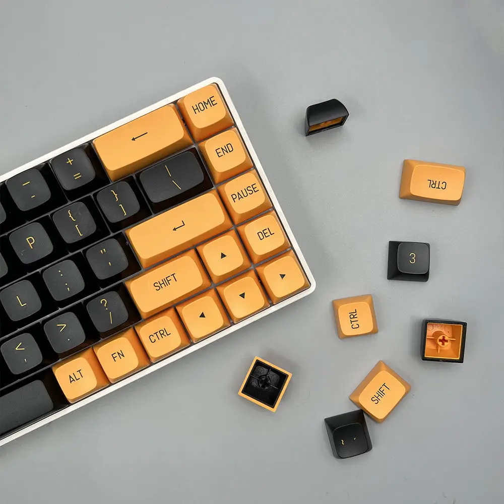 149 مفتاحًا أسود أصفر CSA أغطية مفاتيح مزدوجة النار PBT Keycap لـ Cherry Mx Switch غطاء مفاتيح لوحة مفاتيح الألعاب الميكانيكية DIY