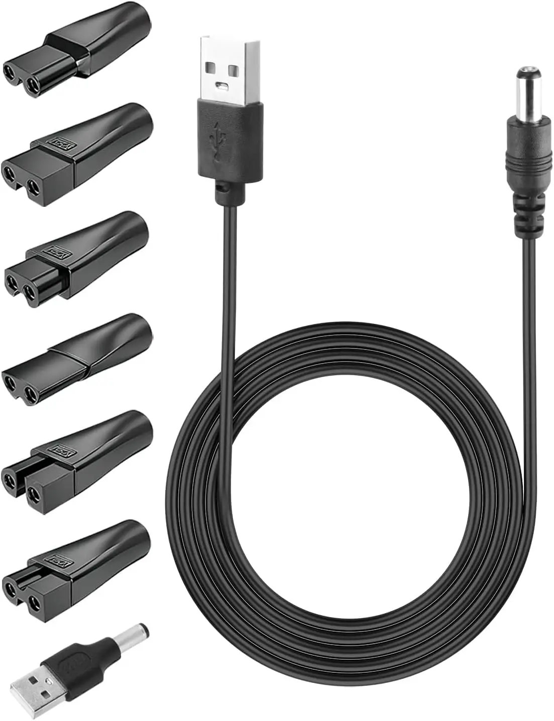 8 PCS Power Cord 5V Replacement Charger USB Adapter Suitable for All Kinds Hair Clippers, Beard Trimmers, Shavers