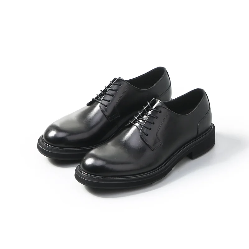 Men's Dress Oxfords Genuine Leather Classic Thick Sole Lace Up Formal Business Shoes Comfortable Non-Slip for Wedding Party Shoe