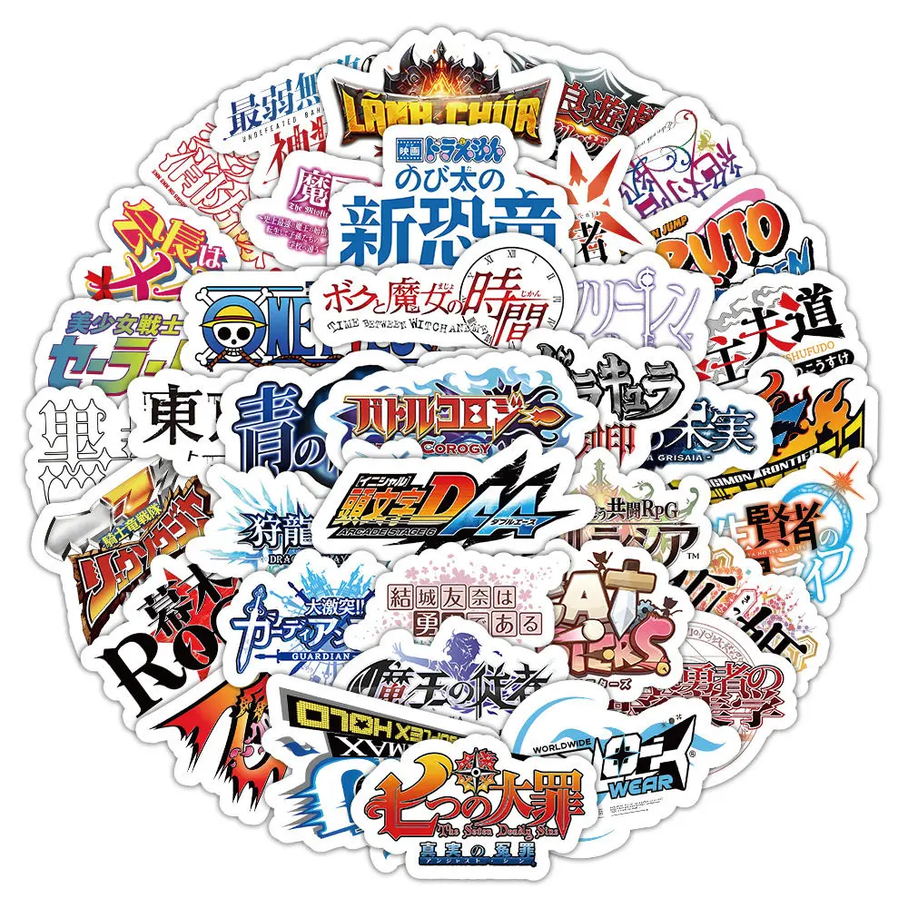 60pcs Anime Logo Japanese Cartoon Waterproof Decor Stickers for Phone Water Bottle  Notebook