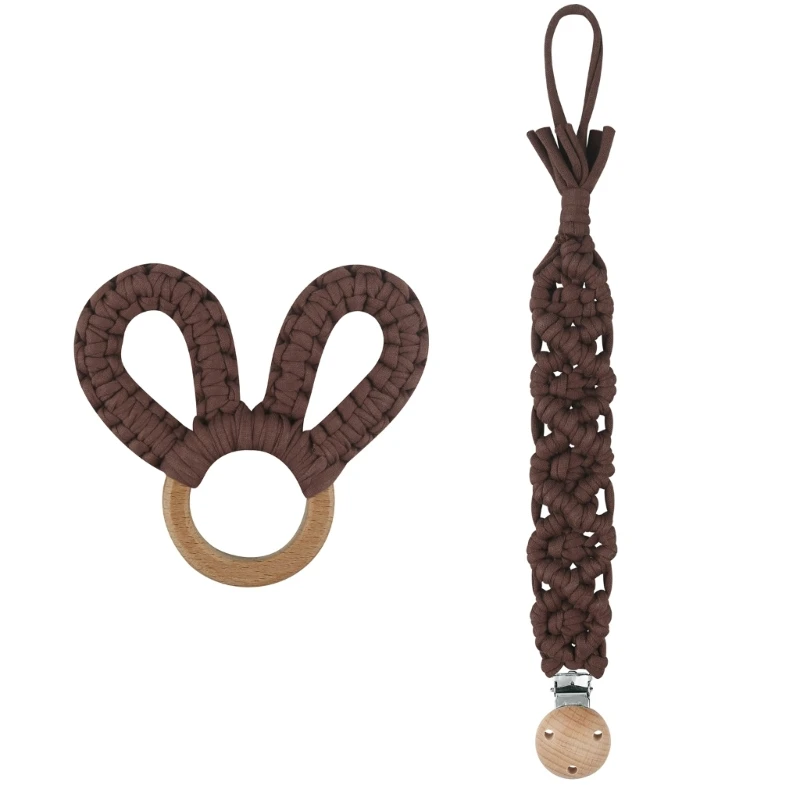 Knitted Teether Toy Chain Nipple Clip Baby Teeth Relief Pacifier Accessory K5DD