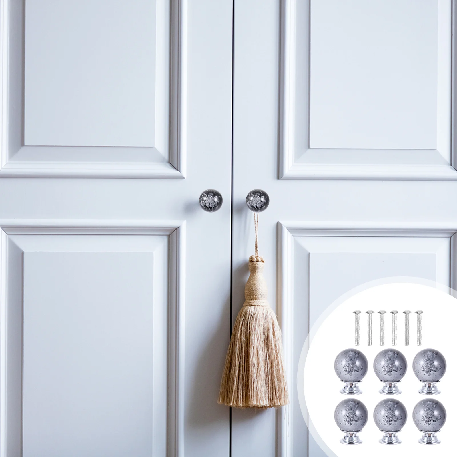 

6pcs Crystal Bubble Ball Cabinet Handles Modern Door Pulls Drawer Knobs Replacement For Home Furniture Cupboard Wardrobe Handle