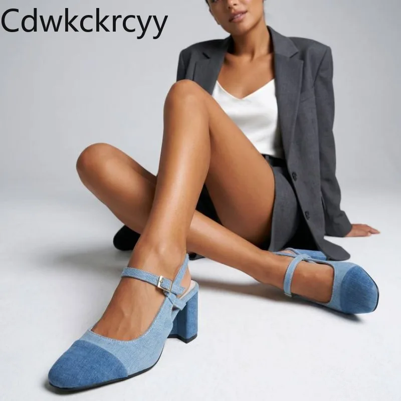 Chaussures à talons hauts pour femmes, style printemps-automne, nouvelle mode, couleur contrastée, bout rond, boucle Asakuchi, Mary Jane, hauteur 8cm