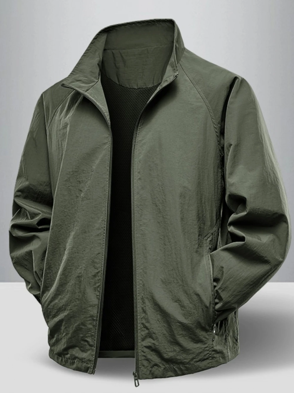 

Мужская демисезонная куртка с воротником-стойкой, тонкая, повседневная, для среднего возраста, водонепроницаемая, ветрозащитная, универсальная, мужская верхняя одежда