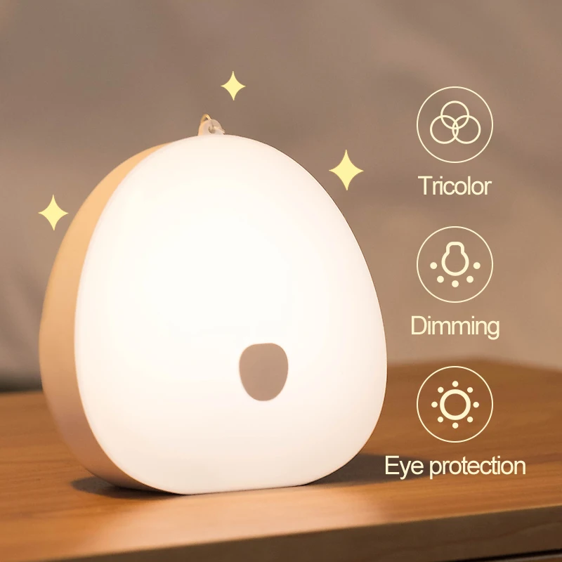 QACA Warm White Soft LED Night Light for Nursing Learning Bedroom Decoration Touch Sensor Portable Lamp Baby Kids Gift