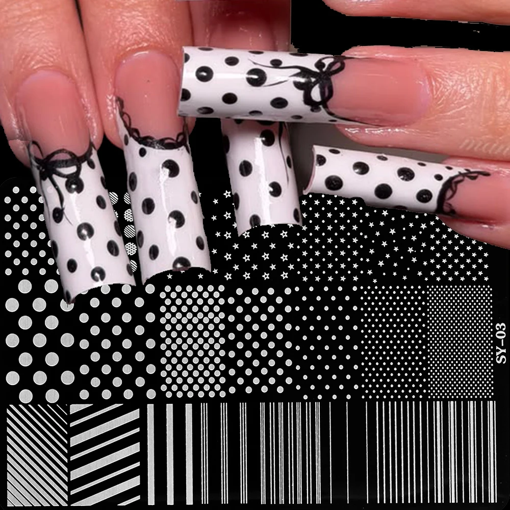 14.5x9.5cm Christmas Cute Dotting&Strip Line Nail Art Stamping Plate Polka Dot/Star/Line Nail Template DIY Xms Line& Dot Tool