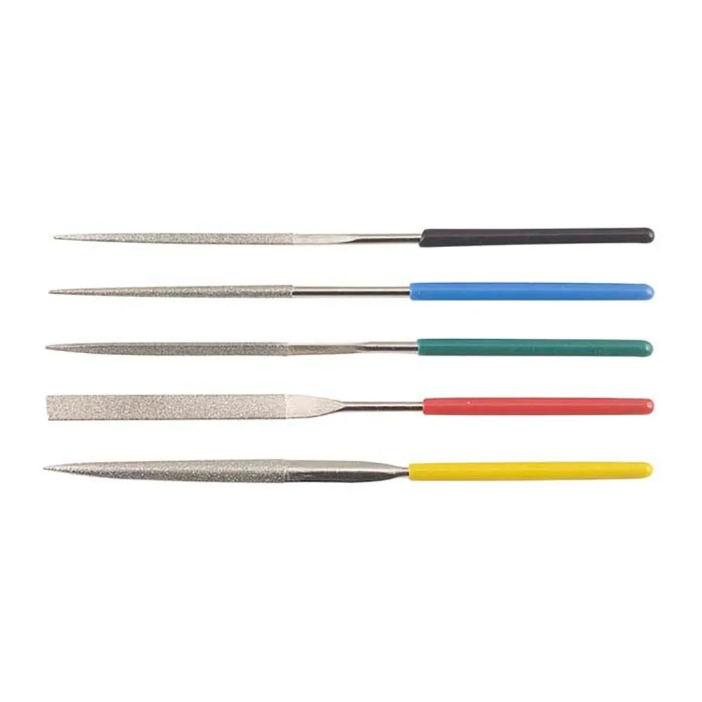 EIGER TOOL TLD-5 5Pcs Micro-Shaper Diamond Needle File Set 240 Grit 100mm 5 Shapes for Jewelry Watch Ring Precision Crafting