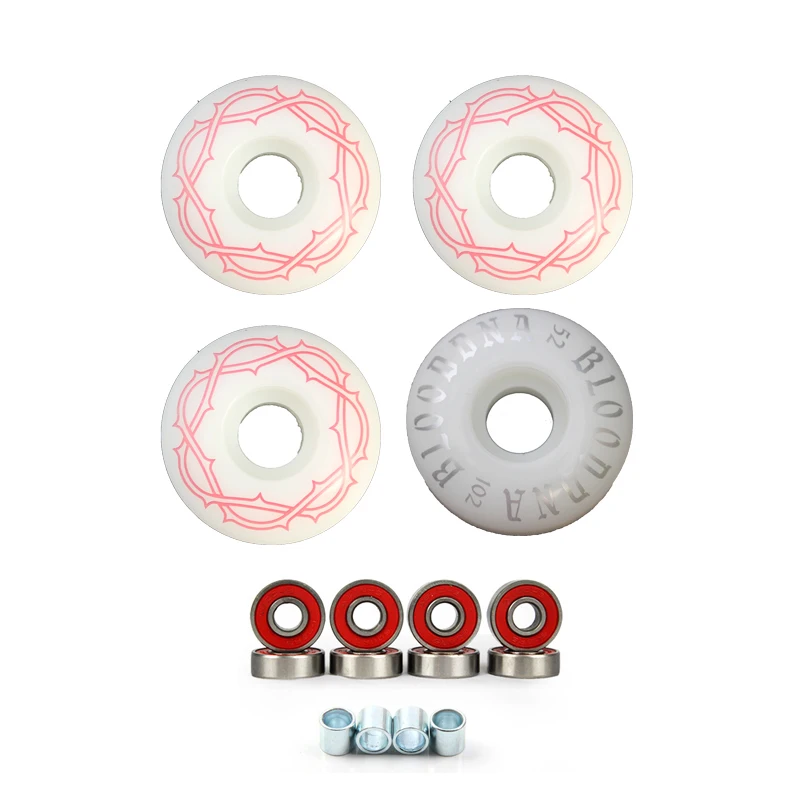 4Pcs Skateboard Wielen Met Lager Compleet Pu Skateboard Onderdelen 52Mm * 30Mm Wielen 95A Skateboard Voor Rijden