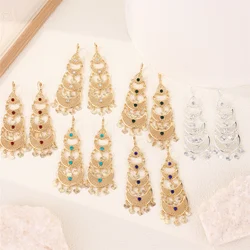 Luxury Bridal Earrings Jewelry Peach Handmade Moroccan Metal Earrings Wedding Caftan ear ornaments