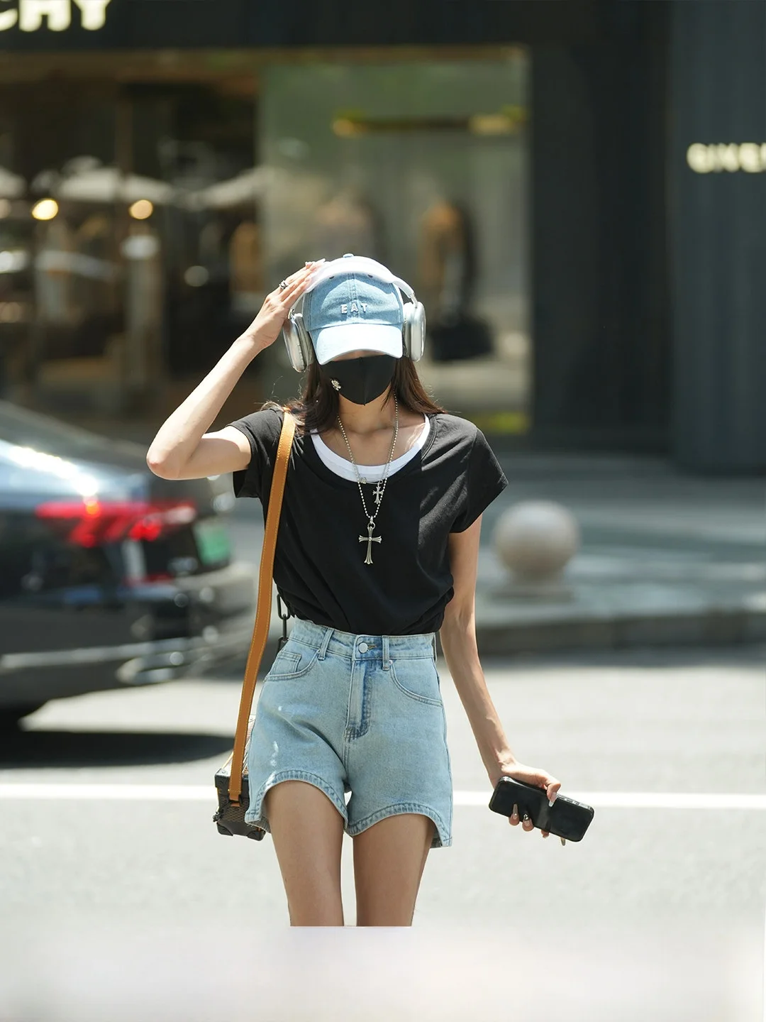 

Luna7xi Color Block Short Sleeve T-Shirt Women's Spring New Korean Style Waist Cinched Pleated Top Cotton Polyester Blend