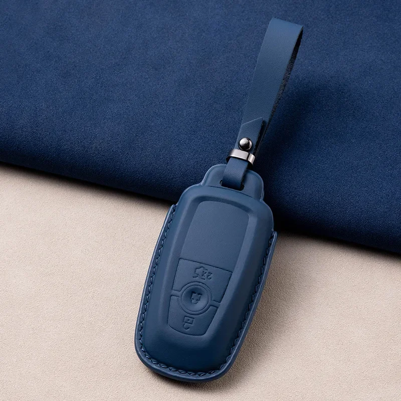 Leather Car Key Cover for Ford Fusion Mustang Explorer F150 Edge Mk5 Focus Mk4 Shell Case Workmanship Like Silk