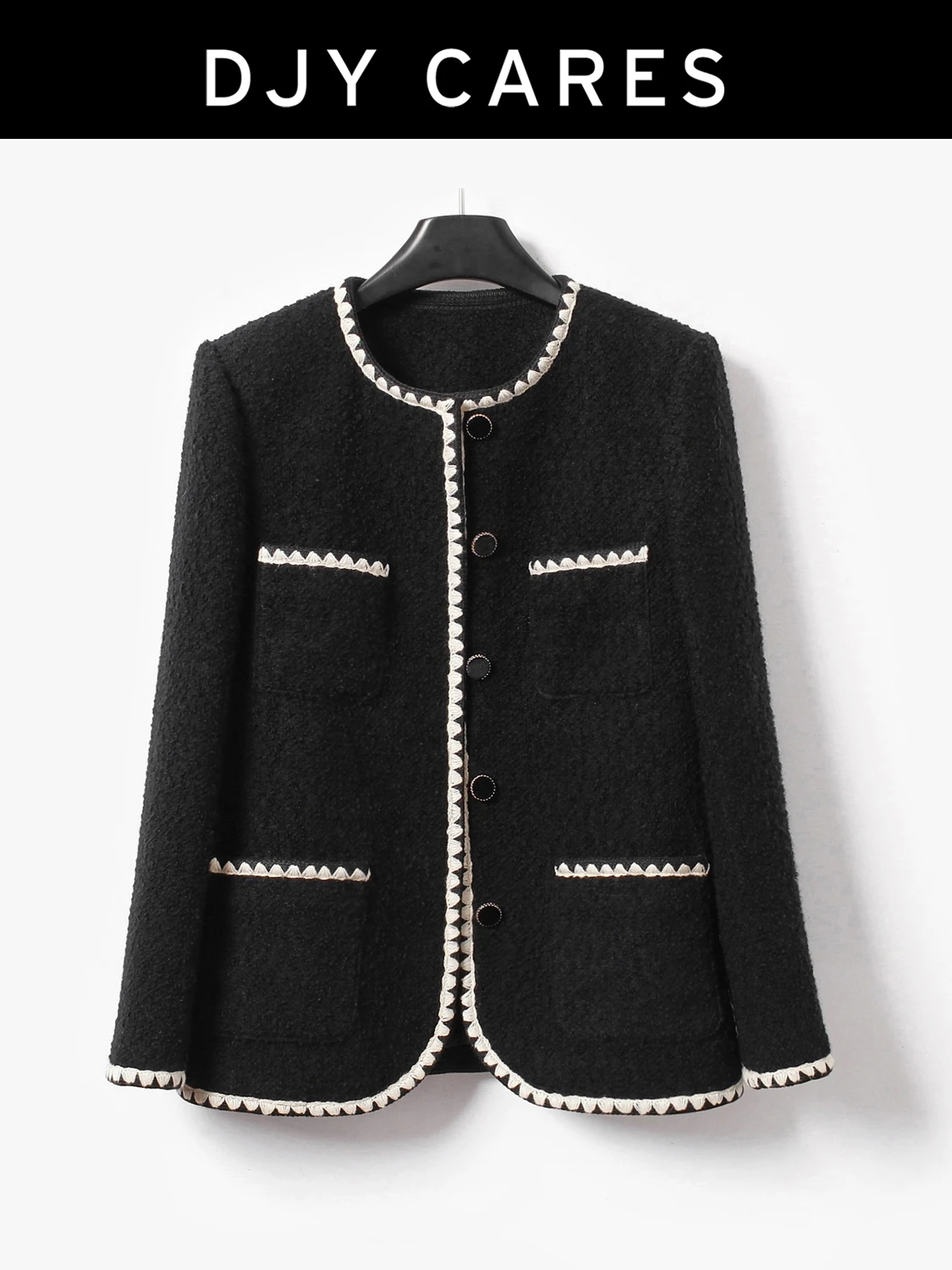 New DJY Coarse woolen  coat with high-end embroidery and lace big size