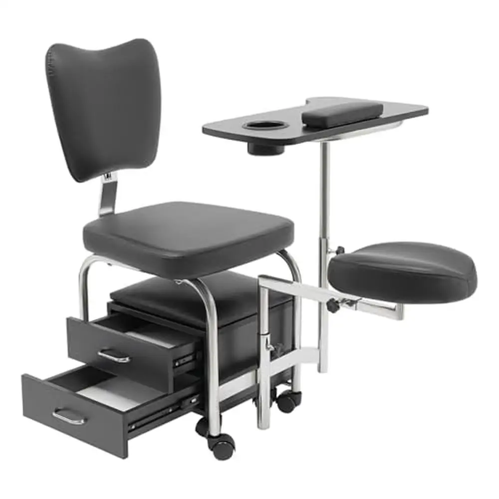 Adjustable Rolling Pedicure Manicure Chair Nail Table Station Unit with Drawers and Storage Cabinet Professional Salon Spa